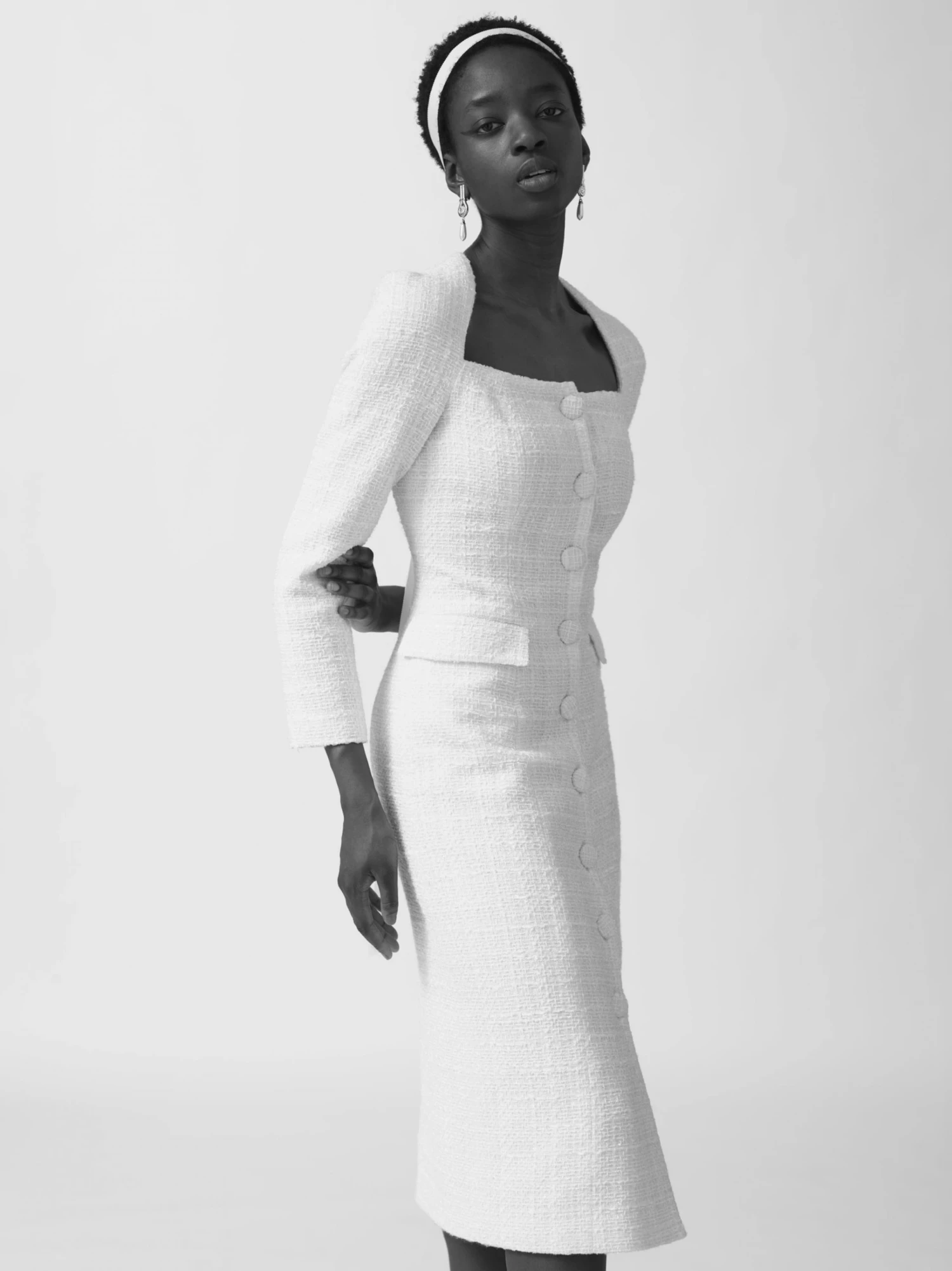 HuishanZhang DRESSES CELENA DRESS PURE WHITE TWEED 6 HuishanZhang DRESSES CELENA DRESS PURE WHITE TWEED