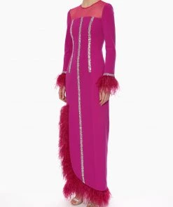 Huishan Zhang *PRE ORDER* ADRIANNA GOWN MAGENTA CREPE 8 Huishan Zhang *PRE ORDER* ADRIANNA GOWN MAGENTA CREPE