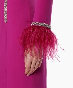 Huishan Zhang *PRE ORDER* ADRIANNA GOWN MAGENTA CREPE 10 Huishan Zhang *PRE ORDER* ADRIANNA GOWN MAGENTA CREPE