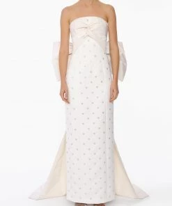 Huishan Zhang *PRE ORDER* AGNES GOWN WHITE CREPE