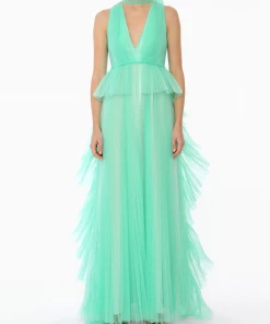 Huishan Zhang NEW SEASON ALANA GOWN PALE GREEN TULLE