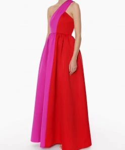 Huishan Zhang *PRE ORDER* AMAL GOWN RED/MAGENTA DUCHESS