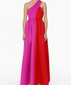 Huishan Zhang *PRE ORDER* AMAL GOWN RED/MAGENTA DUCHESS