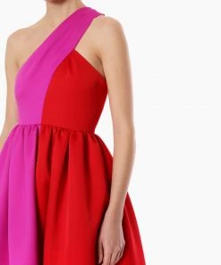 Huishan Zhang *PRE ORDER* AMAL GOWN RED/MAGENTA DUCHESS