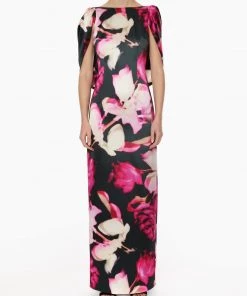 Huishan Zhang *PRE ORDER* AUGUSTA GOWN PRINTED SATIN