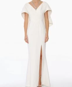 Huishan Zhang *PRE ORDER* BELVA GOWN WHITE CREPE