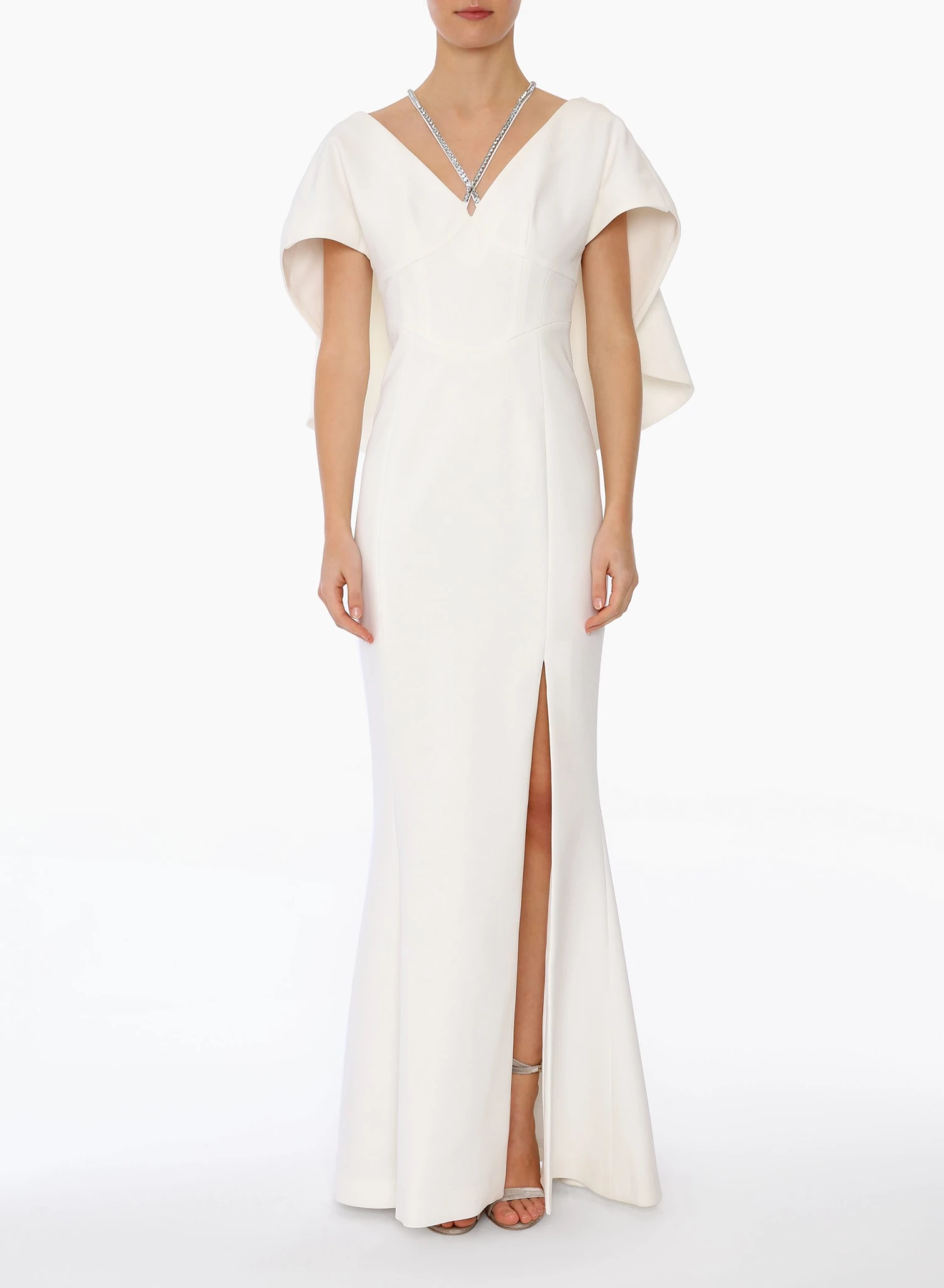 Huishan Zhang *PRE ORDER* BELVA GOWN WHITE CREPE 2 Huishan Zhang *PRE ORDER* BELVA GOWN WHITE CREPE