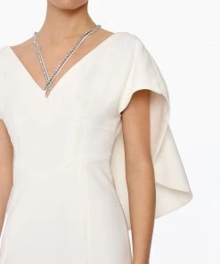 Huishan Zhang *PRE ORDER* BELVA GOWN WHITE CREPE 10 Huishan Zhang *PRE ORDER* BELVA GOWN WHITE CREPE