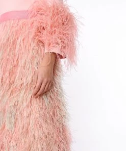 Huishan Zhang NEW SEASON *ONLINE EXCLUSIVE* BIANCA SKIRT PINK/GREEN FEATHERS