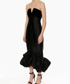 Huishan Zhang *PRE ORDER* CANDRA DRESS BLACK TAFFETA