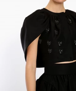 Huishan Zhang CAREN JACKET BLACK TAFFETA