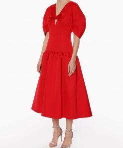 Huishan Zhang *PRE ORDER* CAROLINA DRESS RED DUCHESS SATIN