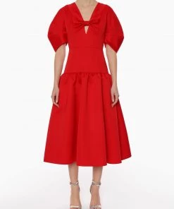 Huishan Zhang *PRE ORDER* CAROLINA DRESS RED DUCHESS SATIN