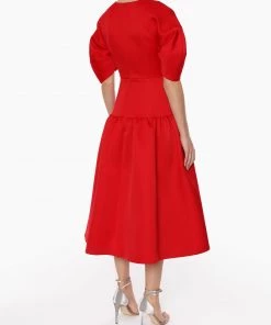 Huishan Zhang *PRE ORDER* CAROLINA DRESS RED DUCHESS SATIN