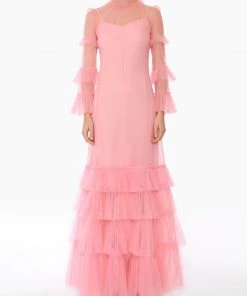 Huishan Zhang NEW SEASON ELISHA GOWN PINK TULLE