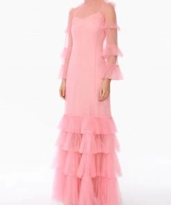 Huishan Zhang NEW SEASON ELISHA GOWN PINK TULLE