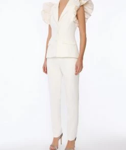Huishan Zhang FRANCESCA TROUSERS WHITE CREPE