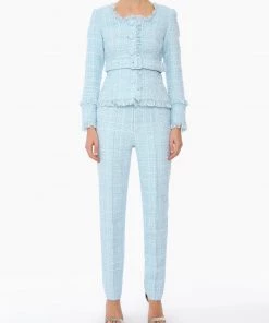 Huishan Zhang NEW SEASON FRANCESCA TROUSERS BLUE TWEED
