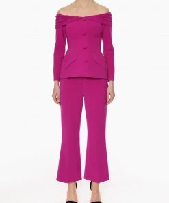 Huishan Zhang *PRE ORDER* GABRIELLA JACKET MAGENTA CREPE