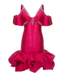 Huishan Zhang *PRE ORDER* RENA DRESS RASPBERRY TAFFETA