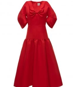 Huishan Zhang *PRE ORDER* CAROLINA DRESS RED DUCHESS SATIN