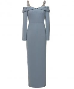 Huishan Zhang *PRE ORDER* LINA DRESS BLUE FOG CREPE