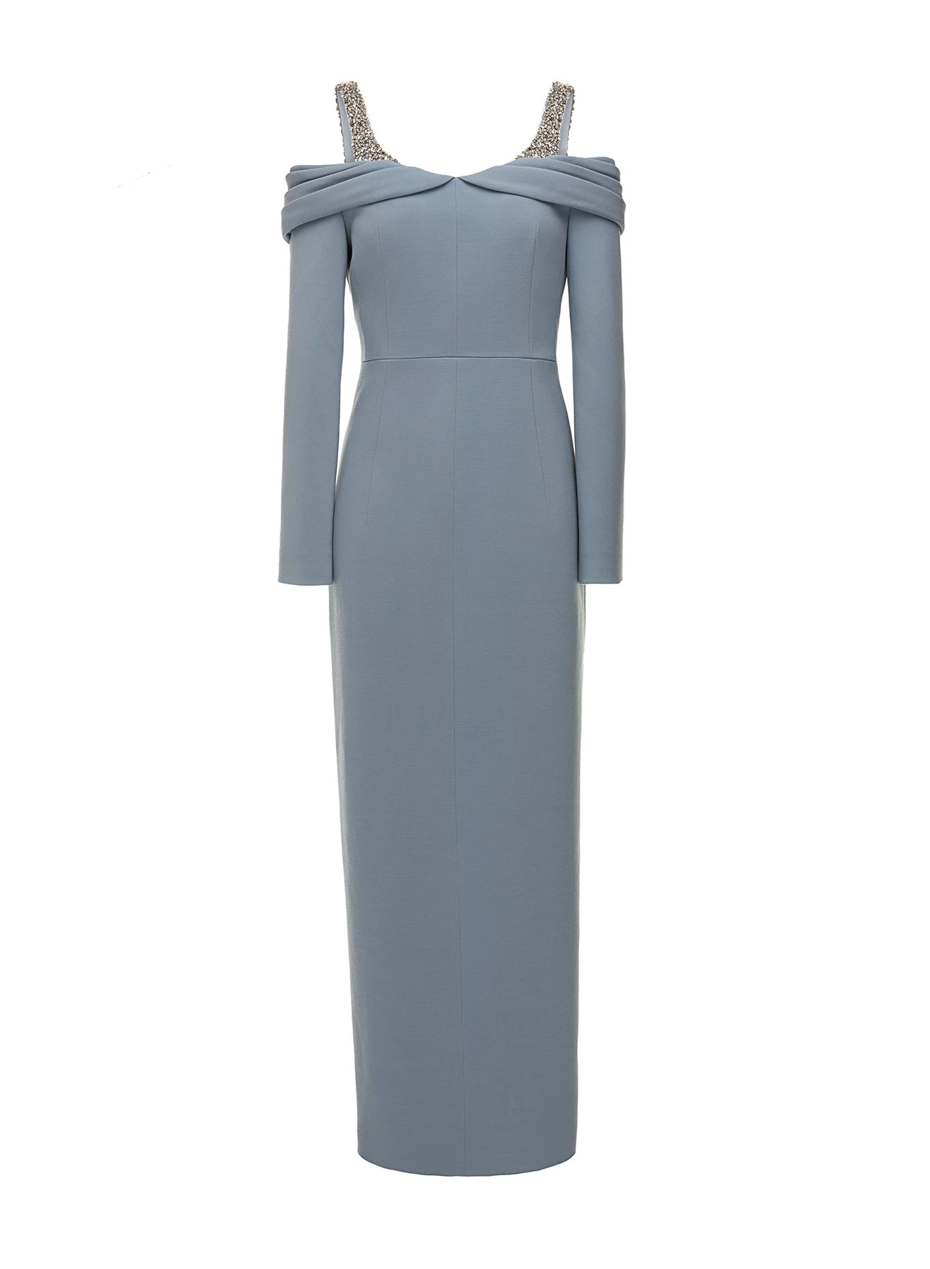 Huishan Zhang *PRE ORDER* LINA DRESS BLUE FOG CREPE 1 Huishan Zhang *PRE ORDER* LINA DRESS BLUE FOG CREPE