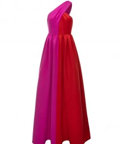 Huishan Zhang *PRE ORDER* AMAL GOWN RED/MAGENTA DUCHESS