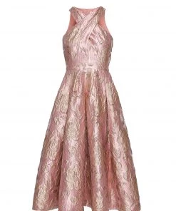 Huishan Zhang POLLY DRESS PINK/GOLD JACQUARD DRESSES