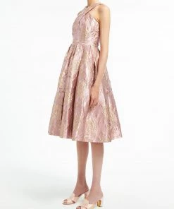 Huishan Zhang POLLY DRESS PINK/GOLD JACQUARD DRESSES