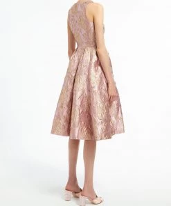 Huishan Zhang POLLY DRESS PINK/GOLD JACQUARD DRESSES
