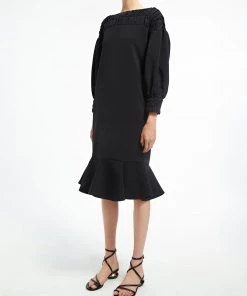 Huishan Zhang AMALIA DRESS BLACK CREPE DRESSES