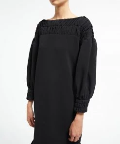 Huishan Zhang AMALIA DRESS BLACK CREPE DRESSES