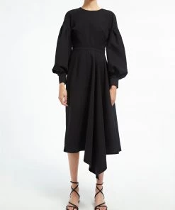 Huishan Zhang BLAIR DRESS BLACK COTTON DRESSES