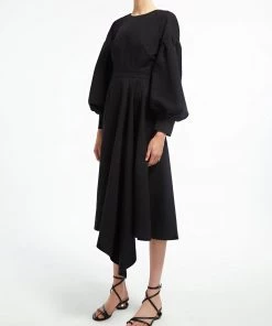Huishan Zhang BLAIR DRESS BLACK COTTON DRESSES