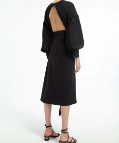 Huishan Zhang BLAIR DRESS BLACK COTTON DRESSES