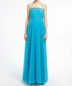 Huishan Zhang DRESSES EVANGELINE GOWN AQUA TULLE