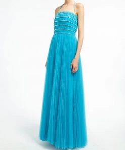 Huishan Zhang DRESSES EVANGELINE GOWN AQUA TULLE