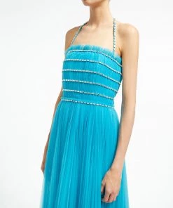 Huishan Zhang DRESSES EVANGELINE GOWN AQUA TULLE