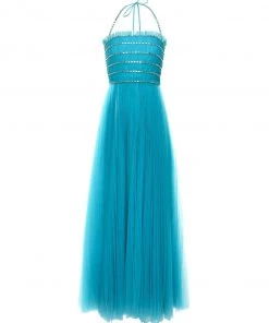 Huishan Zhang DRESSES EVANGELINE GOWN AQUA TULLE