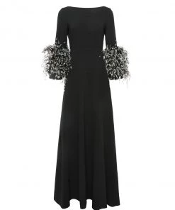 Huishan Zhang REIGN GOWN BLACK CREPE