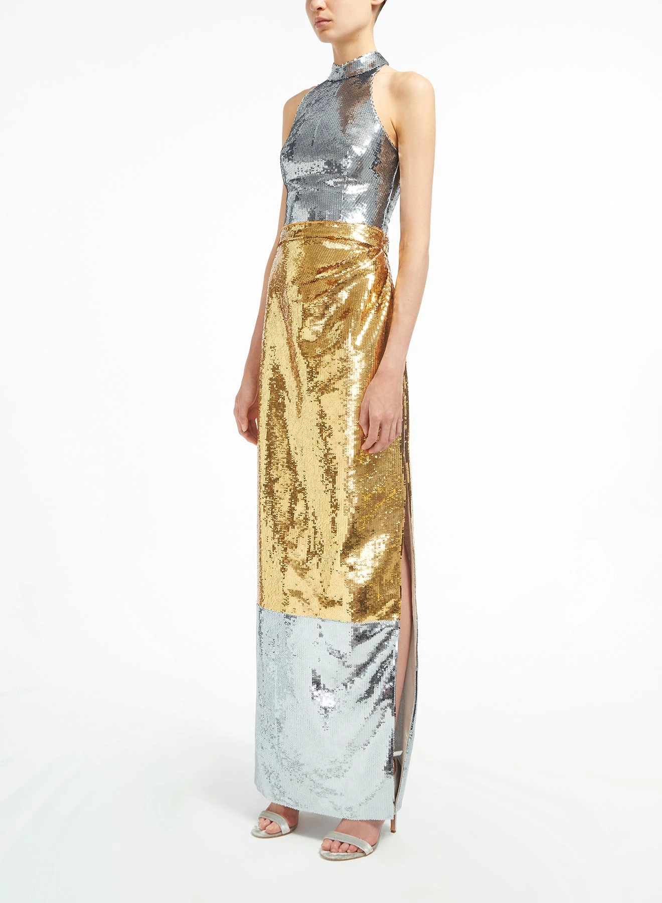 Huishan Zhang SKIRTS AND TROUSERS FRIDA SKIRT GOLD/SILVER SEQUINS 3 Huishan Zhang SKIRTS AND TROUSERS FRIDA SKIRT GOLD/SILVER SEQUINS