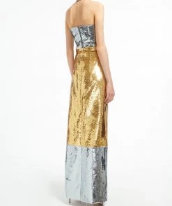 Huishan Zhang SKIRTS AND TROUSERS FRIDA SKIRT GOLD/SILVER SEQUINS 9 Huishan Zhang SKIRTS AND TROUSERS FRIDA SKIRT GOLD/SILVER SEQUINS