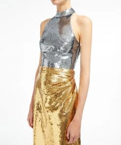 Huishan Zhang SKIRTS AND TROUSERS FRIDA SKIRT GOLD/SILVER SEQUINS 10 Huishan Zhang SKIRTS AND TROUSERS FRIDA SKIRT GOLD/SILVER SEQUINS