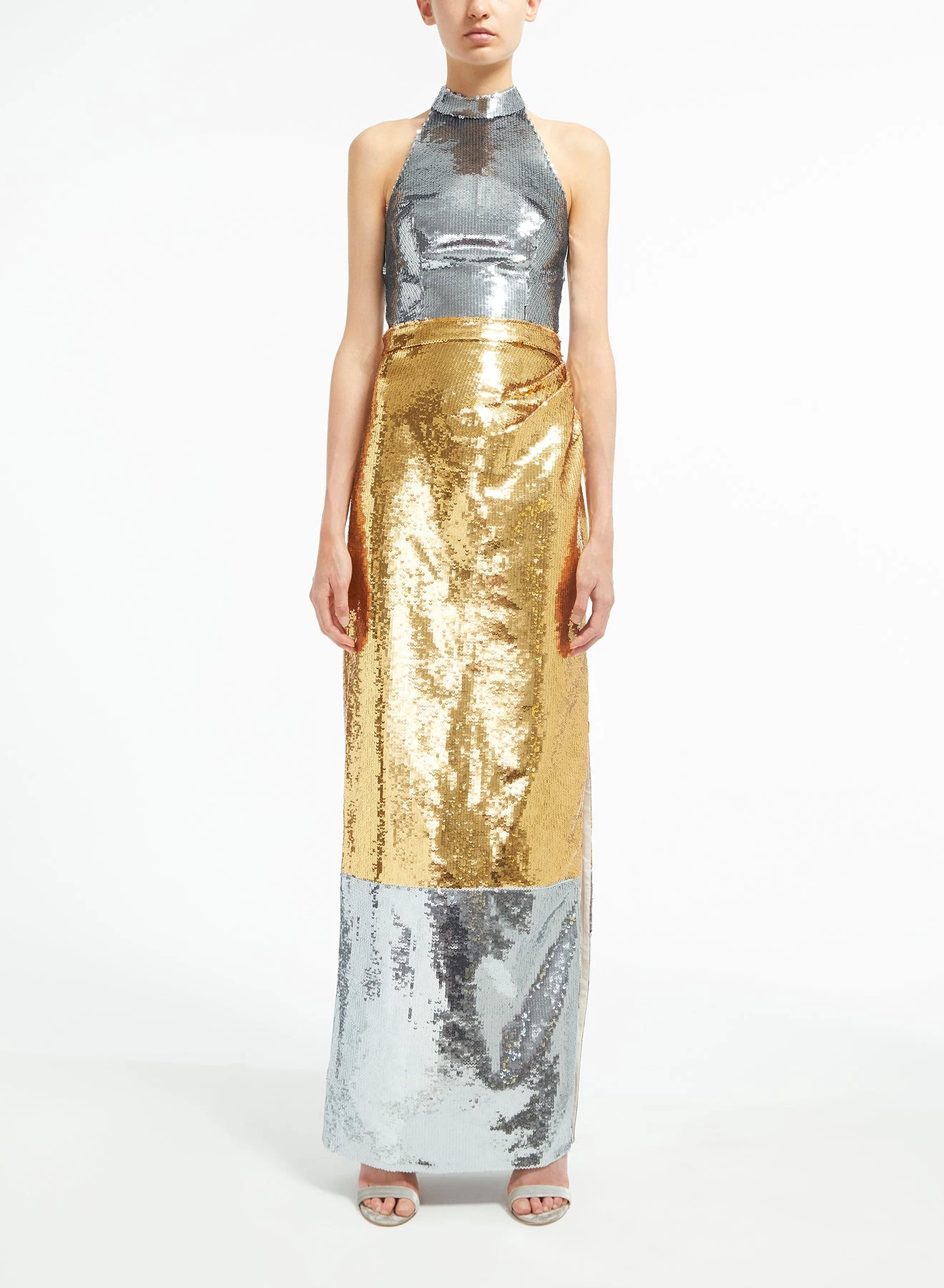 Huishan Zhang SKIRTS AND TROUSERS FRIDA SKIRT GOLD/SILVER SEQUINS 2 Huishan Zhang SKIRTS AND TROUSERS FRIDA SKIRT GOLD/SILVER SEQUINS