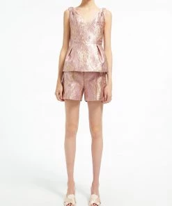 Huishan Zhang *ONLINE EXCLUSIVE* BELLE SHORTS PINK/GOLD JACQUARD ONLINE EXCLUSIVES