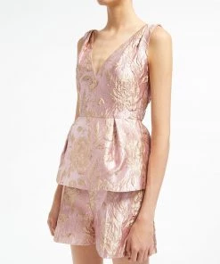 Huishan Zhang *ONLINE EXCLUSIVE* BELLE SHORTS PINK/GOLD JACQUARD ONLINE EXCLUSIVES