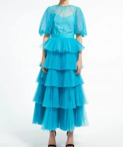 Huishan Zhang LENNOX TOP AQUA TULLE TOPS