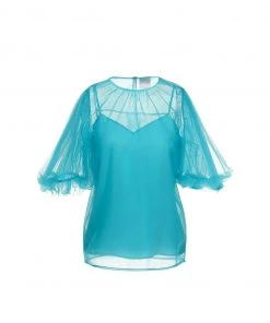 Huishan Zhang LENNOX TOP AQUA TULLE TOPS