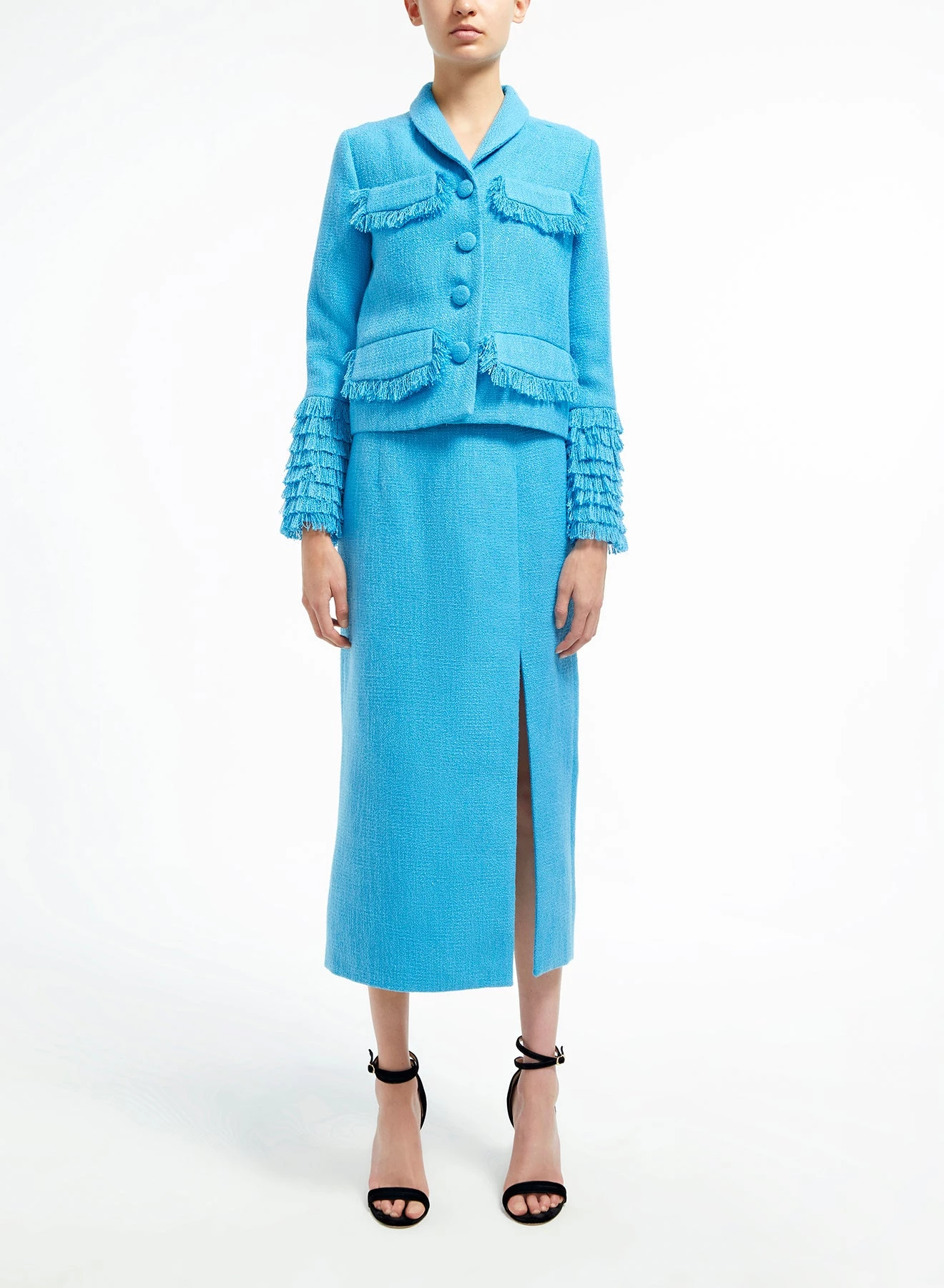 Huishan Zhang HARRIET JACKET AQUA TWEED JACKETS AND COATS 2 Huishan Zhang HARRIET JACKET AQUA TWEED JACKETS AND COATS